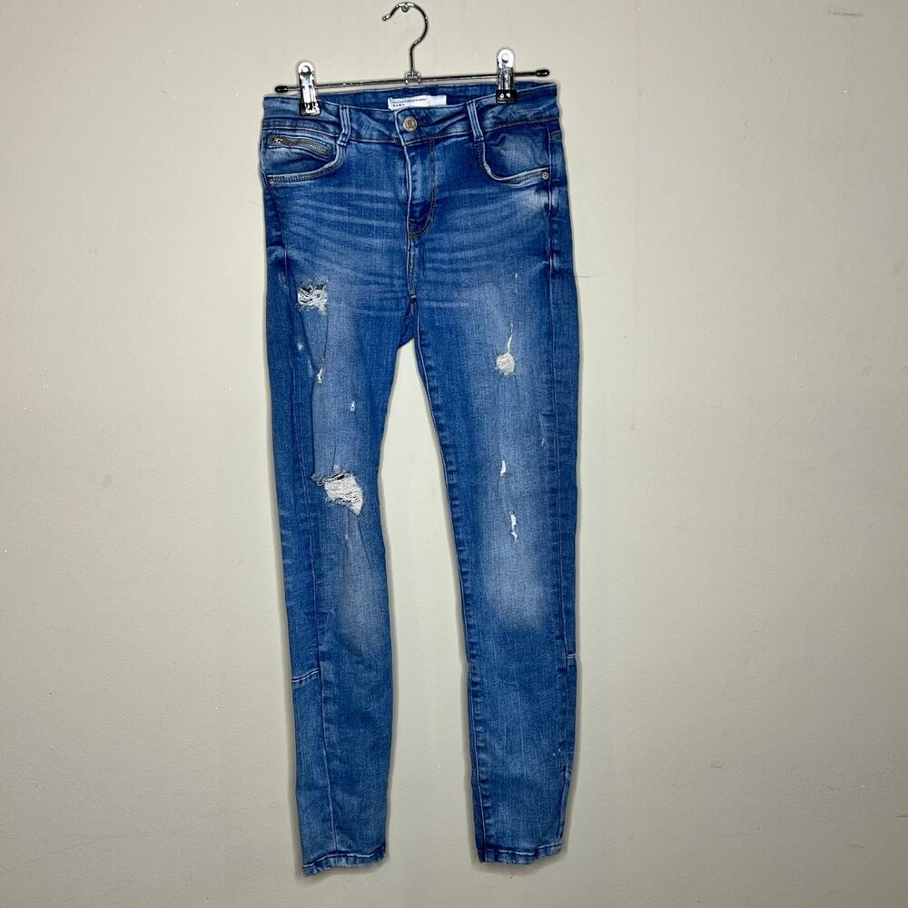 ZARA Trafaluc Denim Makers Distressed Low-Rise Skinny Jeans Women's Size 4